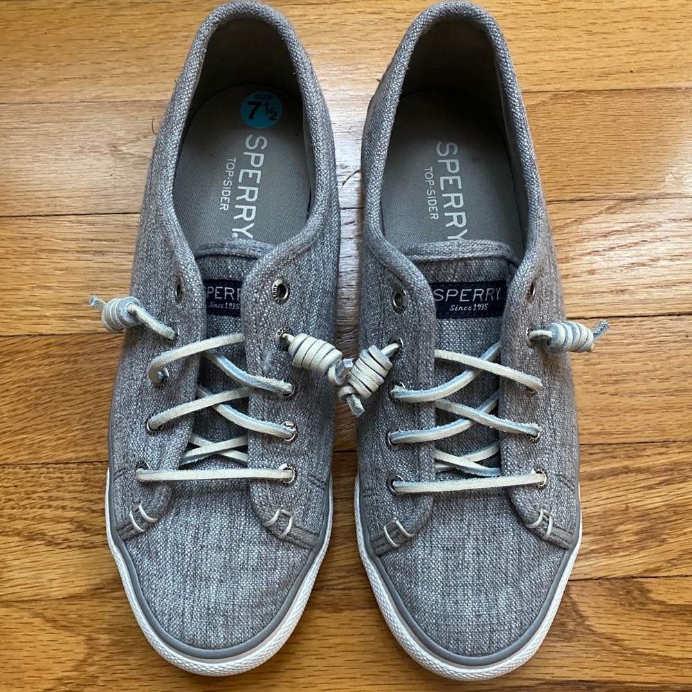Sperry grey canvas boat shoes 7.5